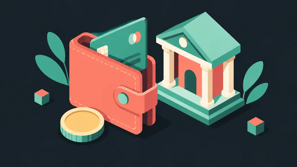 Isometric wallet card and bank