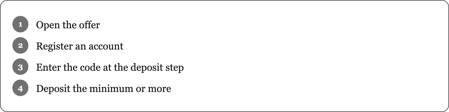 Four steps to claim the welcome package