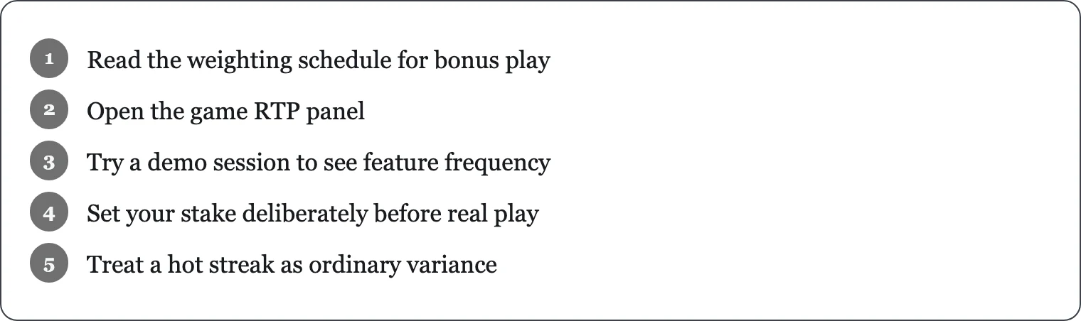 Order of steps for checking a game before real stakes