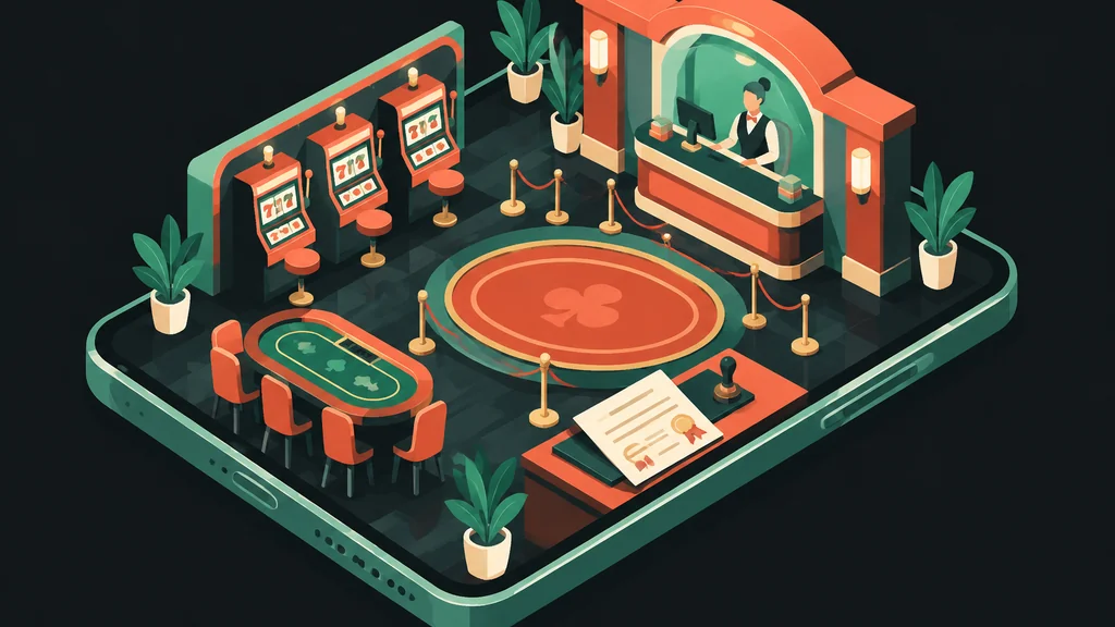 Casino lobby on a phone with cashier and licence