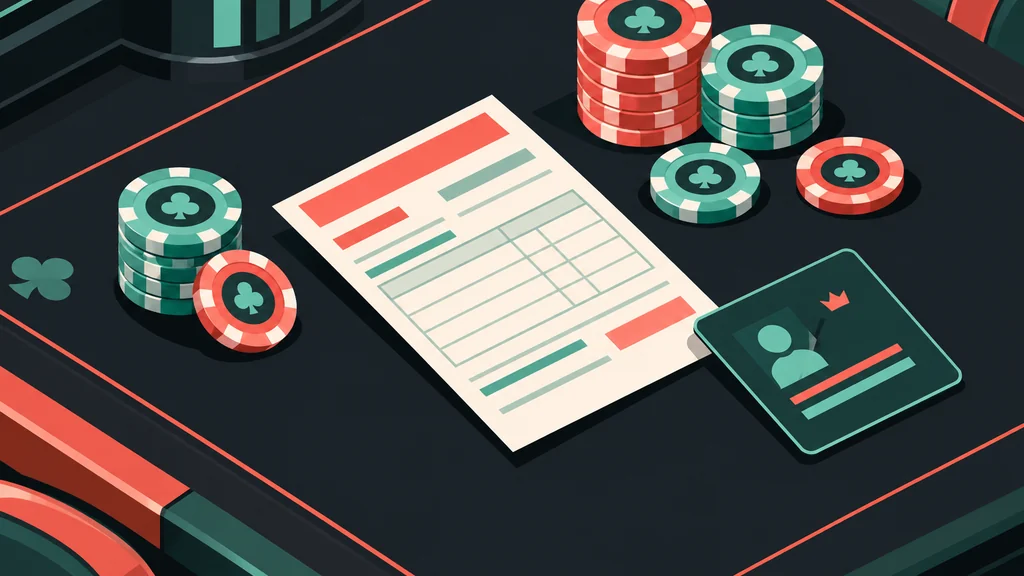 Casino desk with deposit slip and bonus chips